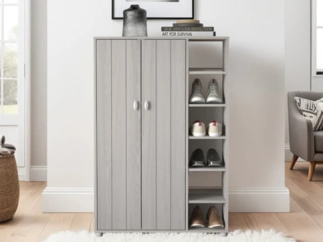GFW Bideford Grey 2 Door Shoe Cabinet