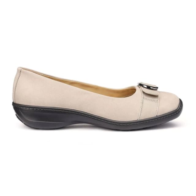 Hotter Womens Wide Fit 'Grace' Ballet Pumps in Light Stone Size: 7 Light Stone Female 7