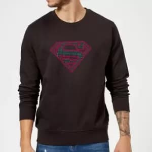 Justice League Superman Retro Grid Logo Sweatshirt - Black - L - Black