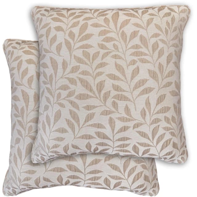 Enhanced Living Sherwood Jacquard Leaf Pair of Cushion Covers Natural unisex 43x43cm