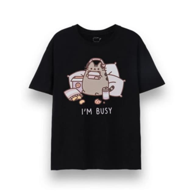 Pusheen Pusheen Short Sleeved T-Shirt in Black Size: Small Black S Unisex 5063203035809