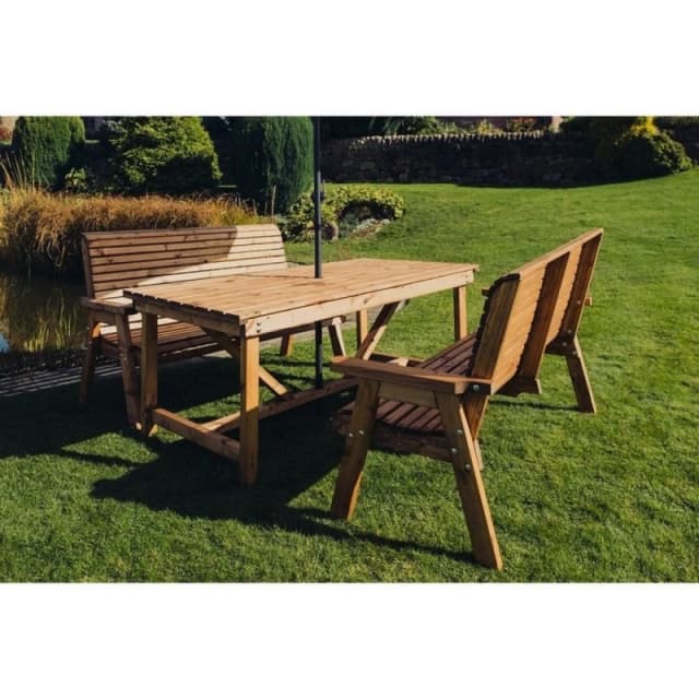 Churnet Valley Garden Furniture Ltd Valley Set 2X2B Table - L220 x W180 x H95cm - Min. Assembly Required in Brown Brown Unisex