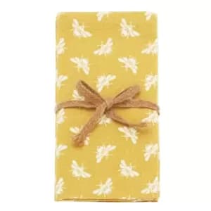 Walton & Co Bee Napkin, Pack of 4, Ochre