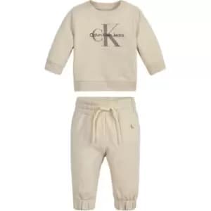 Calvin Klein Jeans Monogram Cn Sweatshirt Set - Beige