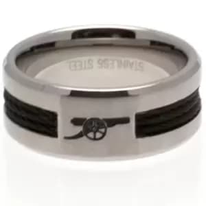 Arsenal FC Black Inlay Ring (Medium) (Silver)