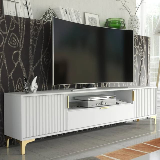 Creative Furniture Tide Crest TV Unit 200cm - White & Gold White Unisex