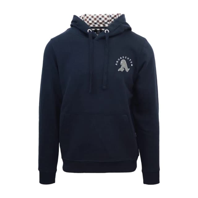 Aquascutum Mens Hooded Sweat Pull Over Hoodie - Blue Male S