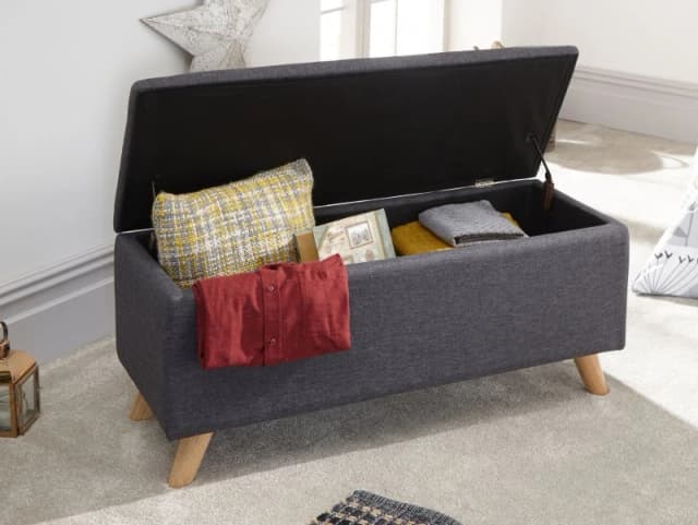 GFW Secreto Charcoal Grey Fabric Blanket Box