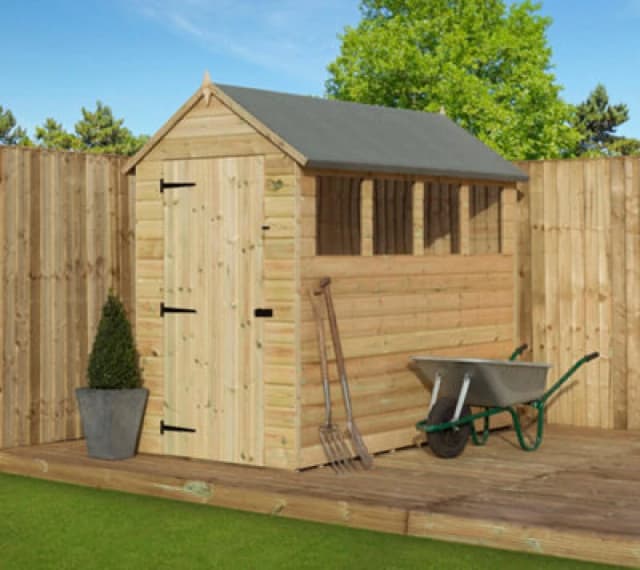 Empire Sheds Empire 9200 Premier Apex Shed Windows 4X6 Pressure Treated Tongue And Groove Wooden Garden Shed (4' X 6' / 4ft X 6ft) (4X6)