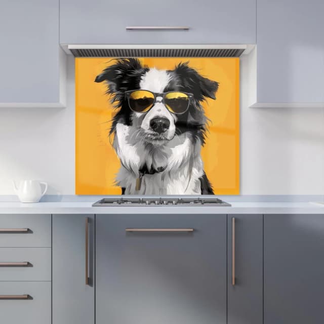 Warren Reed - Designer Cool Collie with Attitude Kitchen Splashback Size: 600mm x 750mm Multicolor Unisex 600mm x 750mm