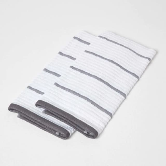 Homescapes Steel Grey Cotton Tea Towel Set of Two Grey unisex