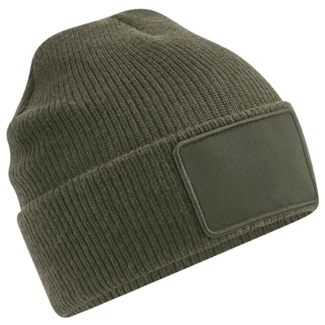 Beechfield Beechfield Men Thinsulate Removable Patch Beanie in Green Green One Size Male 5059958982581