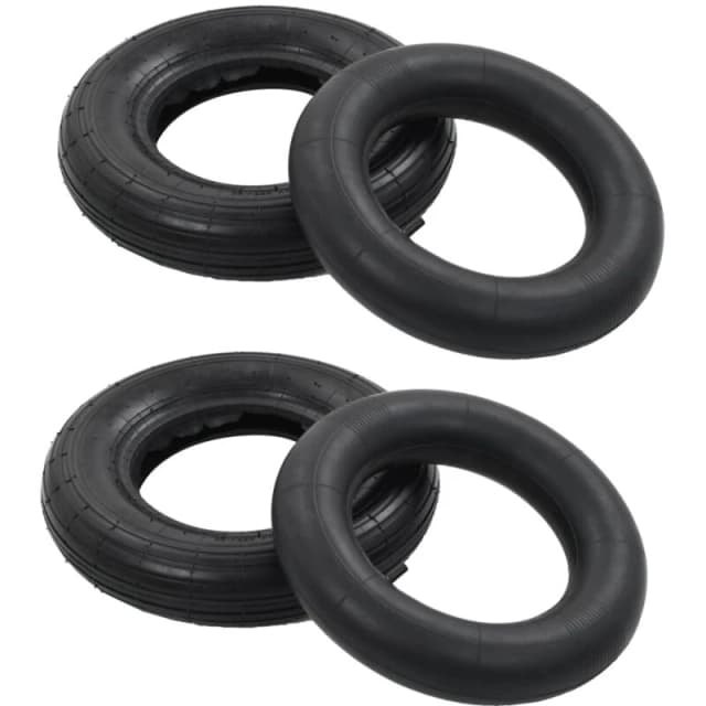 VIDAXL 4 Piece Wheelbarrow Tire and Inner Tube Set 3.50-8 4PR Rubber Vidaxl 8719883687827