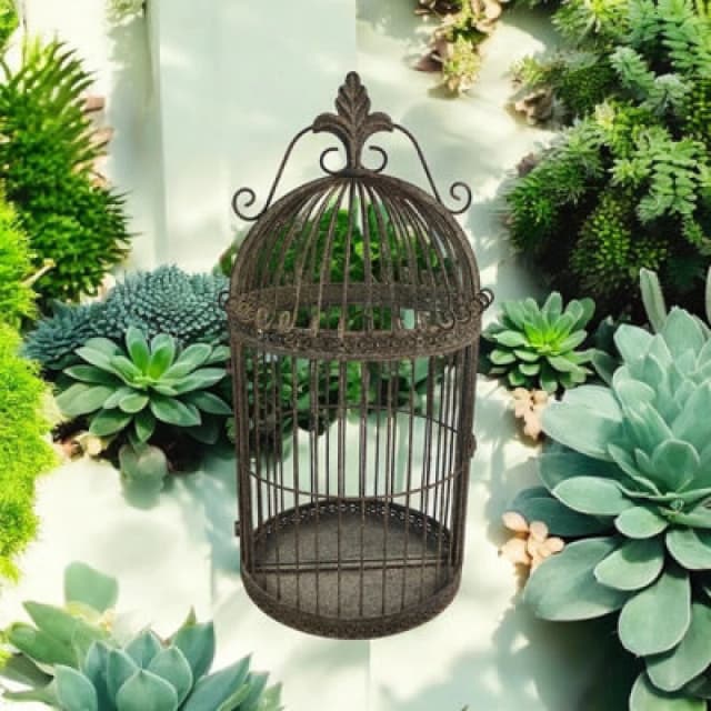 63Cm Bird Cage Rustic Wall Mirror