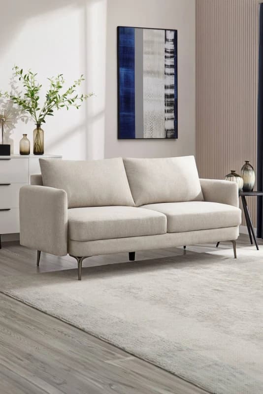 More4Homes Sofia 3 Seater Fabric Sofa Beige