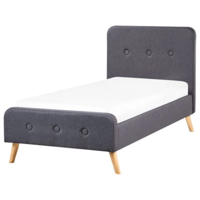 Beliani Bed Fabric Rennes 90 X 200 Cm (Eu Single) Dark Grey