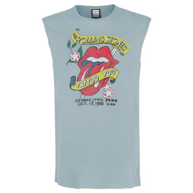 Amplified Amplified Men Tattoo You The Rolling Stones Tank Top in Pale Blue Size: Small Pale Blue S Male 5063750865577