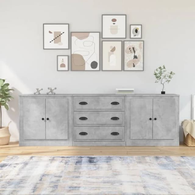 Vidaxl Sideboards 3 Pcs Concrete Grey Engineered Wood