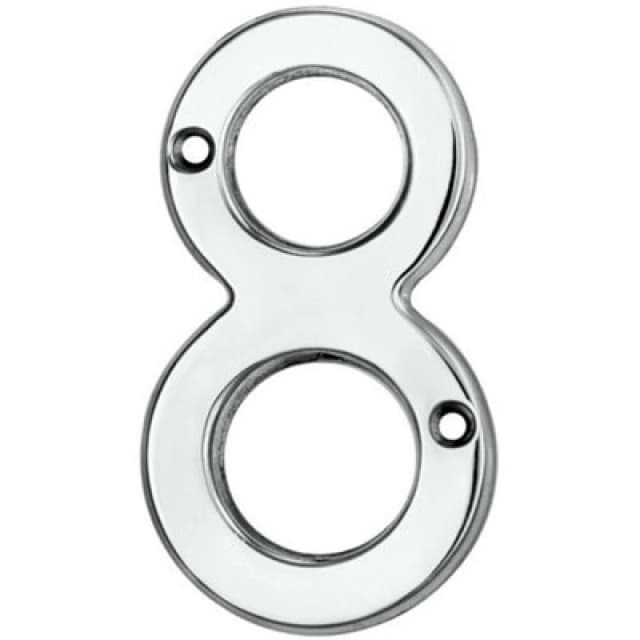 Loops Polished Chrome Door Number 8 75mm Height 4mm Depth House Numeral Plaque Multi