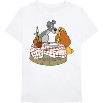 Disney - Lady & The Tramp - Kissing Pose Unisex Small T-Shirt - White