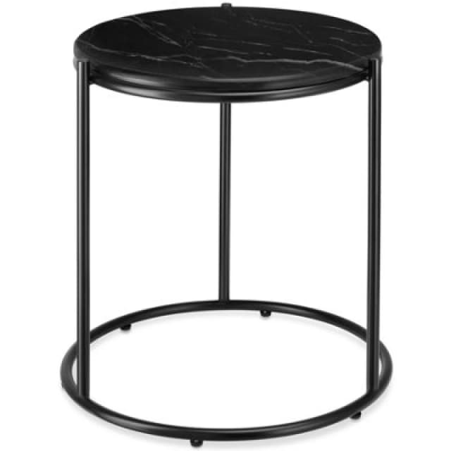 Tectake Side Table Ellsa - Marble Top, Steel Frame, Elegant Design Per Piece Black/black