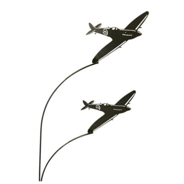 Poppy Forge Double Spitfire Garden Art - Bare Metal/ready To Rust - W37 X H133 Cm
