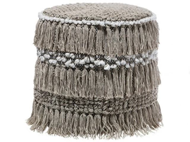 Beliani Boho Pouffe Noida Cotton Beige