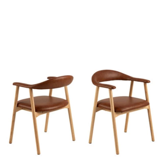 Furniture To Go Addi Dining Chair With Armrest In Pu Retro Brandy Set Of 2