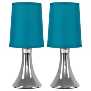 Pair of Silver Table Lamps Touch On/Off