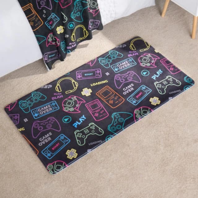 OHS OHS Kids Rug Supersoft Washable Gaming Rugs Bedroom Carpet Mat in Black Size: Medium Black Medium Unisex 5027434193141