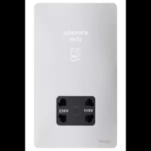 Schneider Electric Ultimate Screwless Flat Plate - Shaver Socket, Dual Voltage, 115/230V, GU7490BPC, Polished Chrome with Black Insert