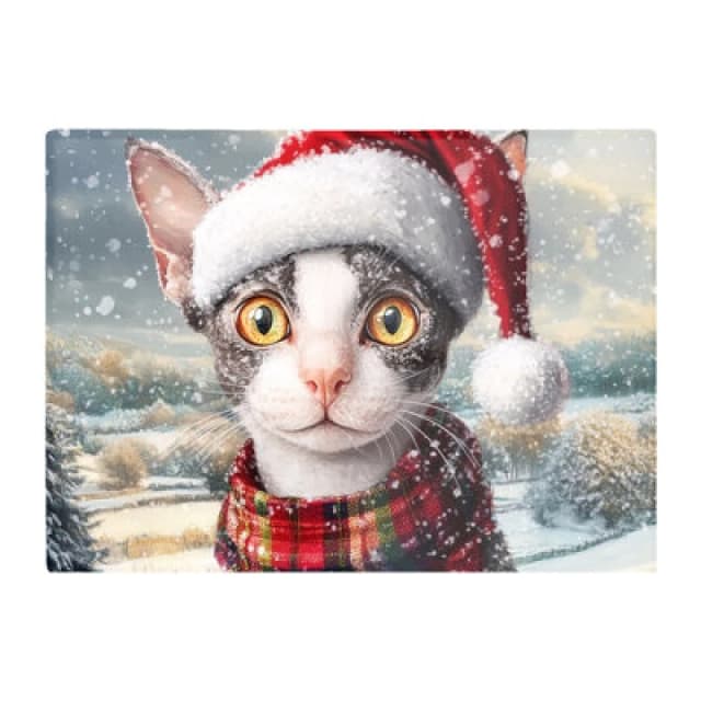 Warren Reed Designer Christmas Cornish Rex Glass Chopping Board