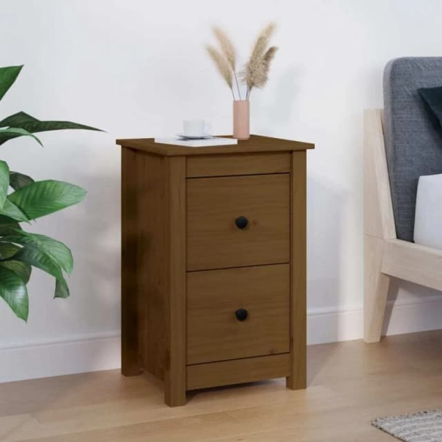 Vidaxl Bedside Cabinet Honey Brown 40X35X61.5cm Solid Wood Pine, Brown 820952