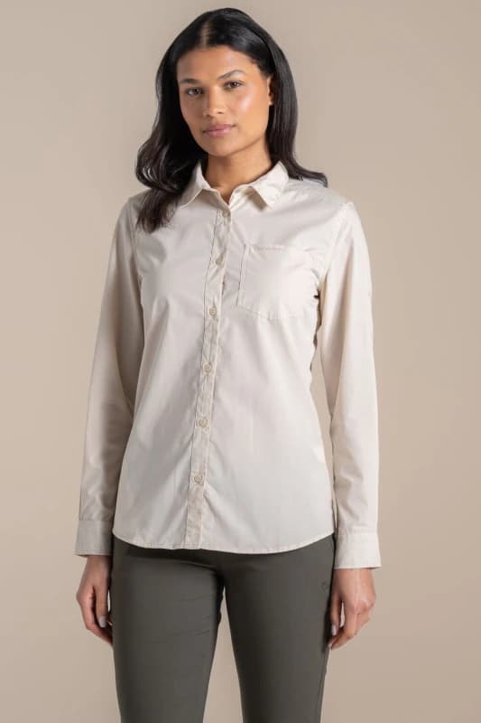 Womens long sleeve shirt Craghoppers Kiwi III Beige Female 40
