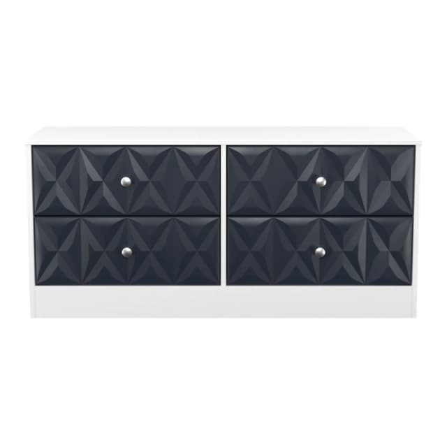 San Jose Ready Assembled Matt Indigo & White 4 Drawer Wide Chest (H)521mm (W)1146mm (D)395mm