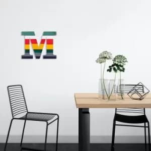Alphabet M 2 Multicolor Decorative Wooden Wall Accessory