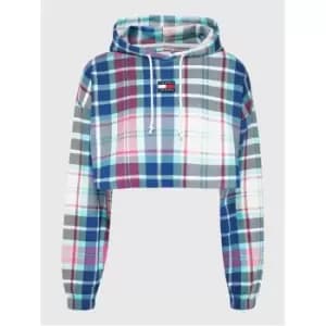 Tommy Jeans Cropped Tartan Hoodie - Multi