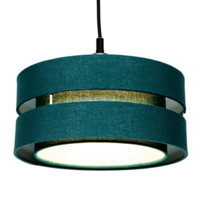 Happy Homewares Contemporary Quality Green Linen Fabric Triple Tier Ceiling Pendant Light Shade