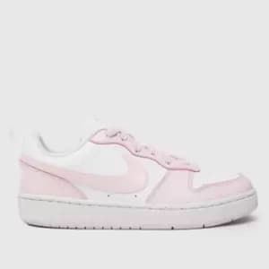 Nike White & Pink Court Borough Low Recraft Girls Youth Trainers