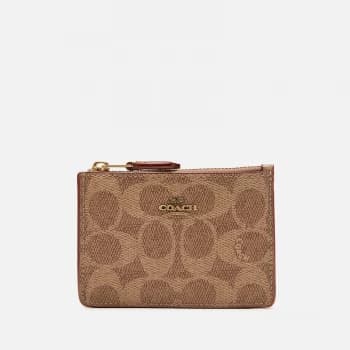 Coach Womens Colorblock Coated Canvas Signature Wallet - Tan Rust