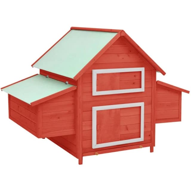 VIDAXL Vidaxl - Chicken Coop Red and White 150x96x110cm Solid Firwood 8720286642313