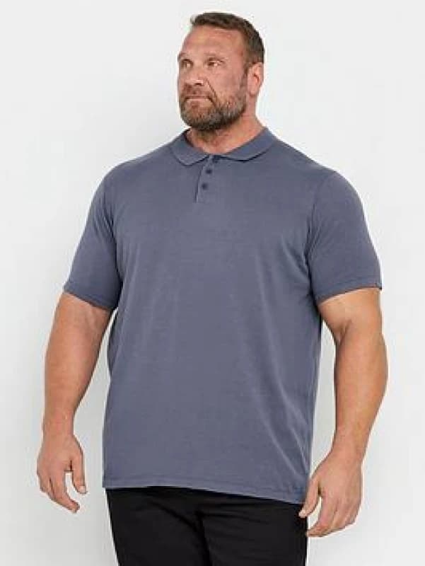 BadRhino BadRhino Men Knitted Short Sleeve Polo Shirt in Mid Blue Size: 2X-large Mid Blue XXL Male 5063111864287