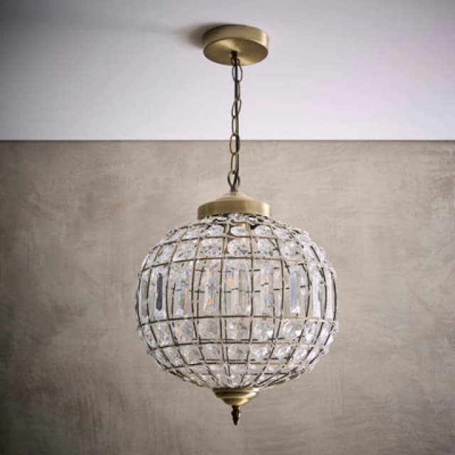 K Living Prestbury Antique Brass & Clear Acrylic One Light Chandelier