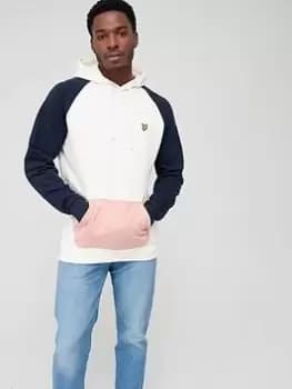 Lyle & Scott Colour Block Hoodie - Cobalt, Off White, Size L, Men