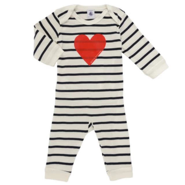 Cotton Pull-On Sleepsuit with Heart Print