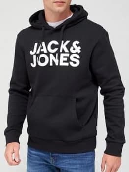 Jack & Jones Logo Overhead Hoodie - Black
