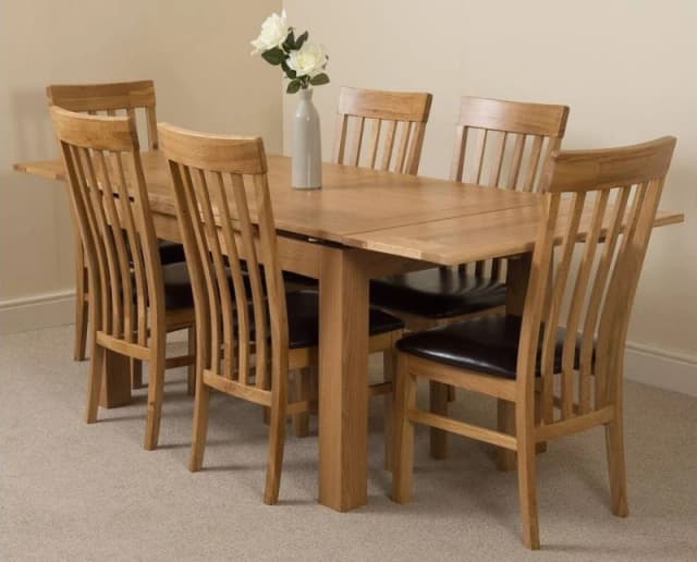 Thats Furniture Richmond 140-220cm Oak Extending Dining Table & 6 Harvard Chairs in Brown Brown Unisex