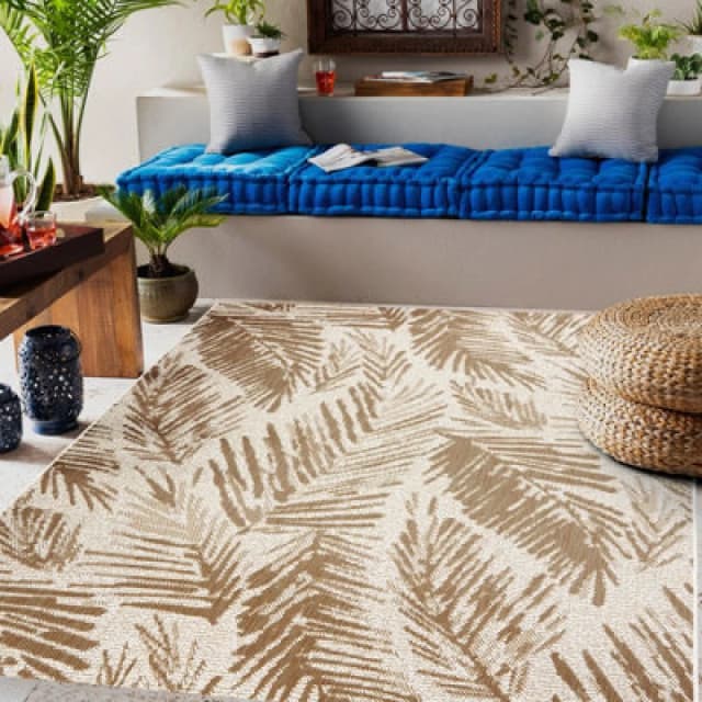 RugsX Flat 48977256 Sisal Carpet Palm Leaves - Natural Beige Straw Color, String 80X150 Cm