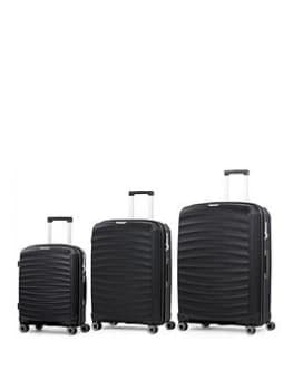 Rock Luggage Sunwave NT00901 8 Wheel Black Suitcase 3Pcs Set