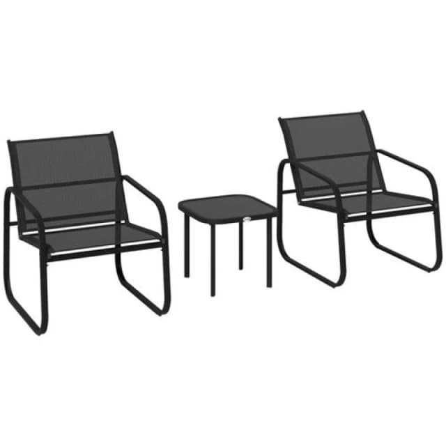 Outsunny Garden Bistro Set - Metal Garden Furniture Set with Mesh Chairs TJ Hughes 5063603085985